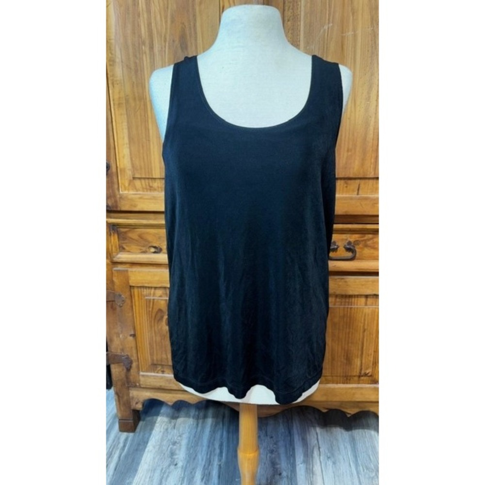 Chico's Travelers Black Scoop Neck Tank Top Sleeveless Shell Size 3 Large XL